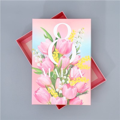 Коробка подарочная складная, упаковка, «8 марта», 30 х 20 х 9 см