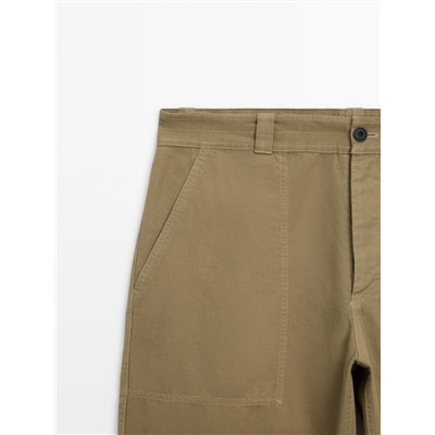 Pantalón con algodón y lino relaxed fit