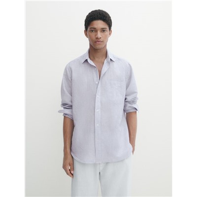 Camisa rayas 100% lino regular fit