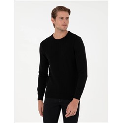 Black Slim Fit Bike Yaka Knitwear свитер