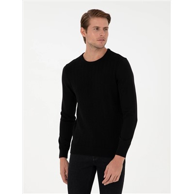 Black Slim Fit Bike Yaka Knitwear свитер