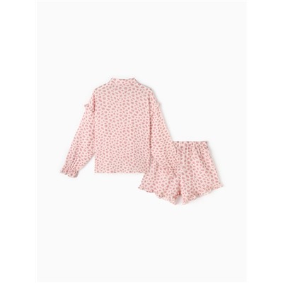 Комплект домашний женский (рубашка, шорты) KAFTAN «Муслин: pink leopard» размер 52-54, розовый