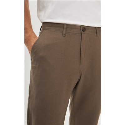 Брюки лен F211-0854 l.brown
