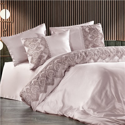Постельное белье Zebra casa сатин с кружевом  евро N169 CAMELIA lila