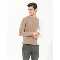 Vizon Melanj Slim Fit Bicycle Yaka YOL Шерсть смешанный вязаный свитер