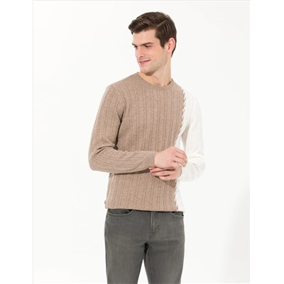 Vizon Melanj Slim Fit Bicycle Yaka YOL Шерсть смешанный вязаный свитер