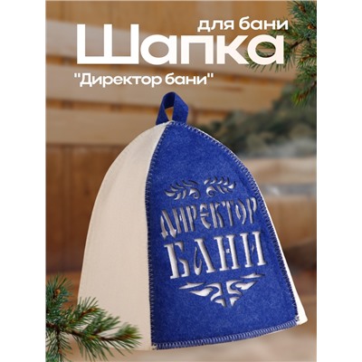 Шапка для бани "Директор бани" с аппликацией