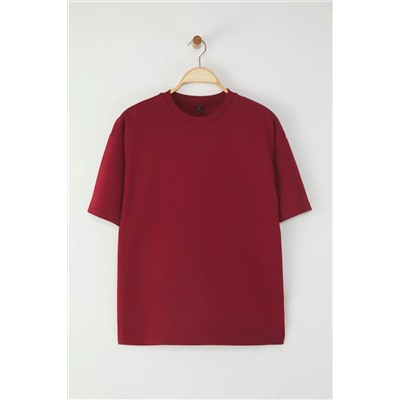Burgundy 100 %хлопковая премия негабаритный/широкий мотоцикл Better вязание футболка Twoss23ts00040