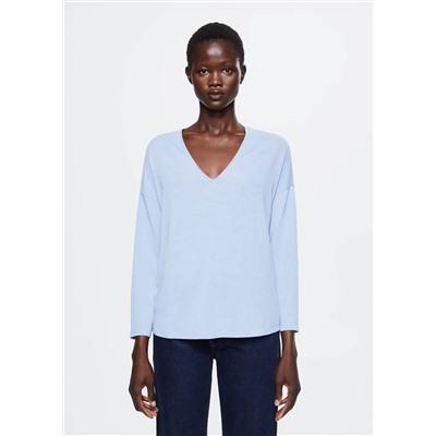 Camiseta escote pico -  Mujer | MANGO OUTLET España