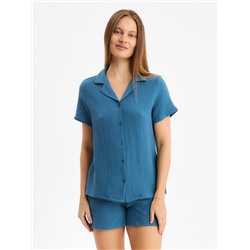 Комплект домашний женский (рубашка, шорты) KAFTAN Basic размер 44-46, синий