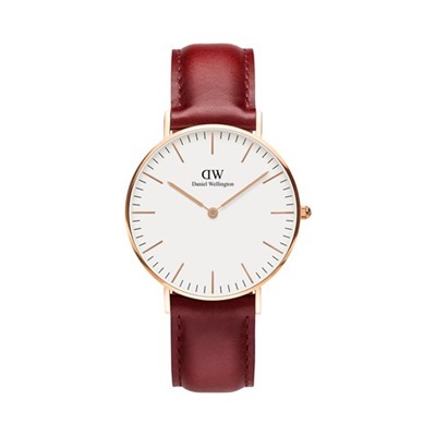 Reloj de cuarzo de piel y chapado en oro rosa Suffolk