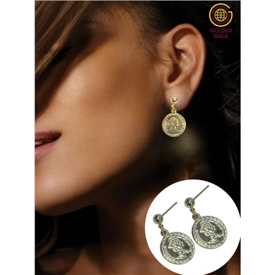 Серьги монеты из медицинской стали золото (Корея) С7/7