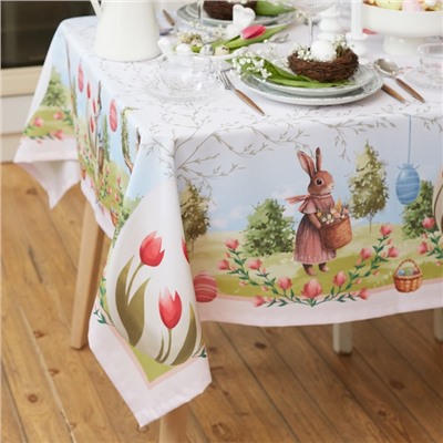 Скатерть Доляна Easter garden, 145×215 +/- 3 см, 100% п/э