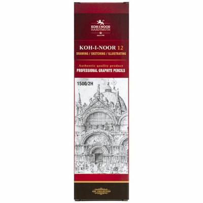 Карандаш чернографитный KOH-I-NOOR 1500, 1 шт., 2H, корпус желтый, заточенный, 150002H01170RU