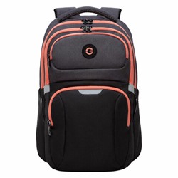 Рюкзак GRIZZLY школьный, анатомическая спинка, 2 отделения, для девочек, BLACK/ORANGE, 41х27х17 см, RD-342-1/2