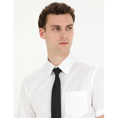 Классическая рубашка с коротким рукавом из белого Slim Fit