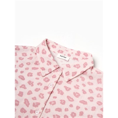 Комплект домашний женский (рубашка, шорты) KAFTAN «Муслин: pink leopard» размер 52-54, розовый
