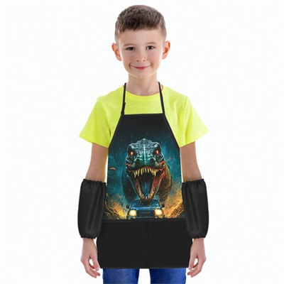 Накидка фартук с нарукавниками для труда BRAUBERG KIDS, 2 кармана, 46x54 см, "Dino chase", 272454