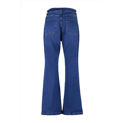 Темно -синяя высокая талия комфорт испанский пахта Flare Flare Fit Jean TBBAW23CJ00033