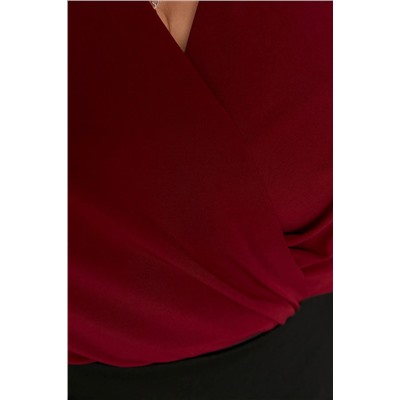 Burgundy Balloon Elieve Cruve Cruve вязаная полицейская блузка TBBAW23AF00029