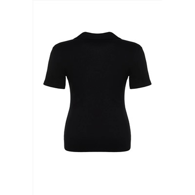 Черный поло Яка, сидящий на теле Wicking Blouse TBBSS22BZ0750