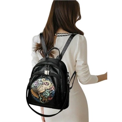 Женский кожаный рюкзак-сумка 2297 BLACK