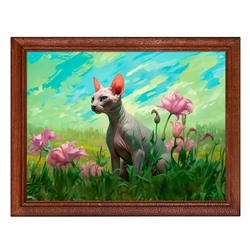 POSG-0306 Постер в рамке 23x17см Кот сфинкс на лугу