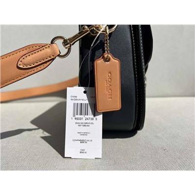 Женская сумка  COAC*H4066 с логотипом Chambra*y GEORG*E, изготовлена из жаккардовой ткани с логотипом и воловьей кожи