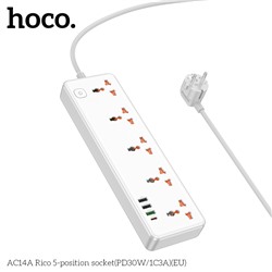 Сетевой фильтр HOCO AC14, 5 гнезд (белый)