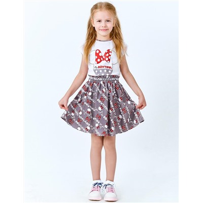 Костюм для девочки KETMIN КОКЕТКА BOWTIFUL цв.Серый (Футболка/Юбка)