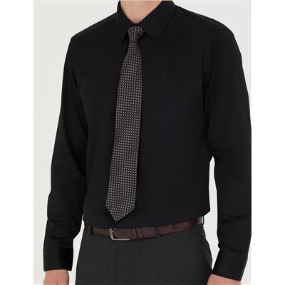 Black Slim Fit Basic рубашка с длинным рукавом