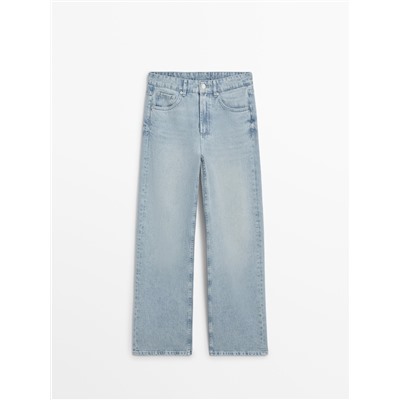 Jeans tiro medio wide leg full length