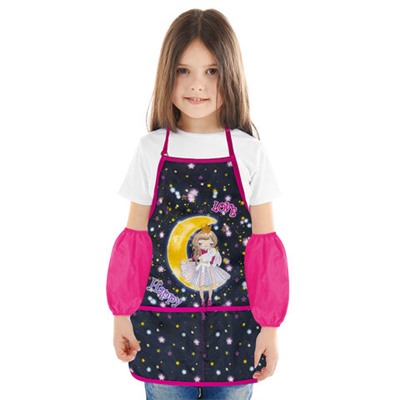 Фартук с нарукавниками для уроков труда BRAUBERG KIDS, 45x54 см, 2 кармана, "Moon girl", 271637