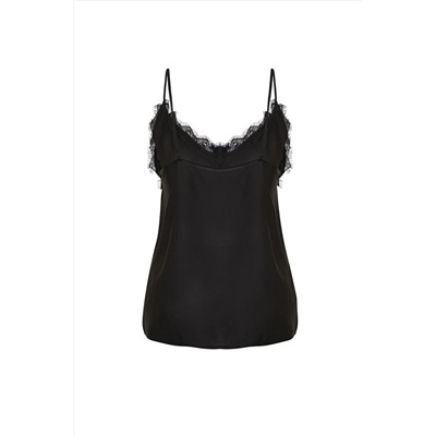 Black Stare Lacy Plaing Blacy Size Blouse TBBSS24AF00070