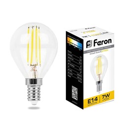 Нарушена упаковка!   Лампа светодиодная Feron LB-52 Шарик E14 7W 2700K 25874