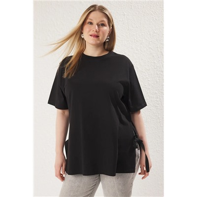 Черная боковая привязка к лучу детализация Fit Fit Fit Fit Fit Shirt TBBSS25BF00025