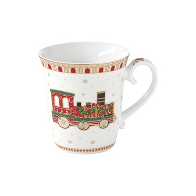 Кружка, 275 мл, 2 шт, фарфор P, белая, с золотистым кантом, Паровоз, Polar Express, 60969