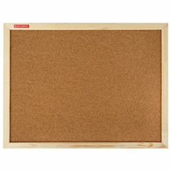 Доска пробковая для объявлений 45х60 см, деревянная рамка, BRAUBERG Wood, 238310