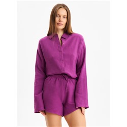 Комплект домашний женский (рубашка, шорты) KAFTAN Basic размер 52-54, сиреневый