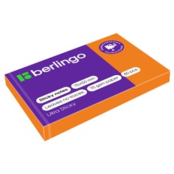 Самоклеящийся блок Berlingo "Ultra Sticky", 50*75мм, 80л., оранжевый неон