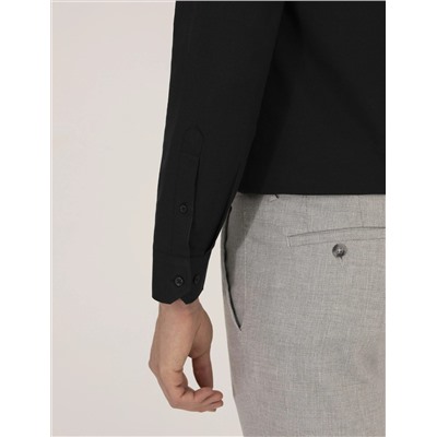 Black Slim Fit Oxford рубашка