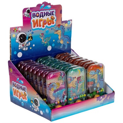 Водный тетрис мячики "Динозавры", 11,5х6х2 см, АССОРТИ 3 вида, дисплей, 1TOY, Т24408