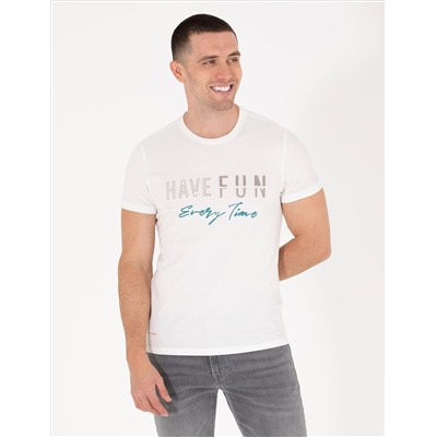 Ekru Slim Fit Printed Bike Bike T -For