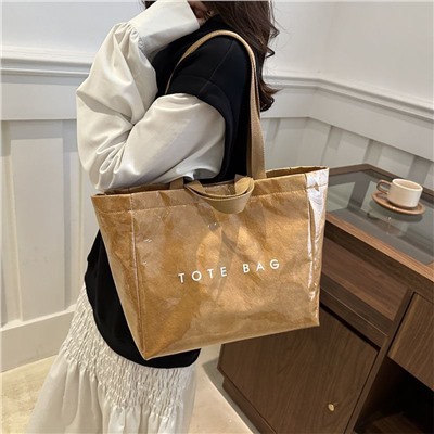 Трендовая сумка тоут в стиле крафт пакета с двумя видами ручек Tote ba*g