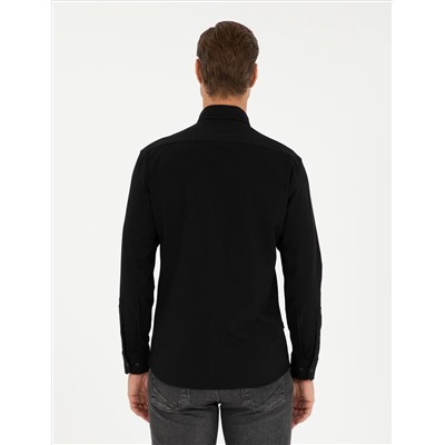 Black Slim Fit рубашка с длинным рукавом