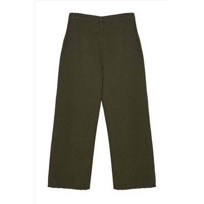 Khaki с высоким талией широко раскрывает джинсы с большим размером TBBAW25CJ00001