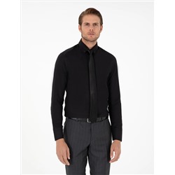 Black Slim Fit рубашка с длинным рукавом