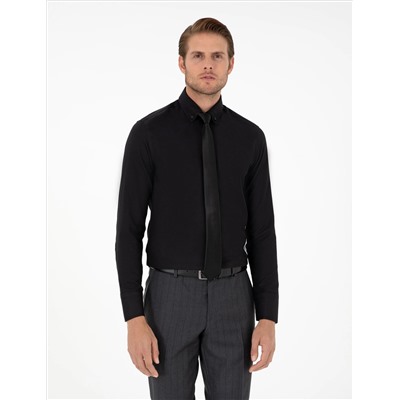 Black Slim Fit рубашка с длинным рукавом