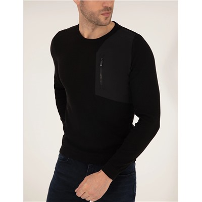 Black Slim Fit Bike Yaka Knitwear свитер