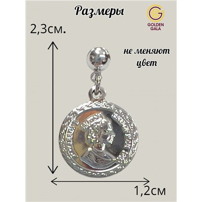 Серьги монеты из медицинской стали серебро (Корея) С7/7